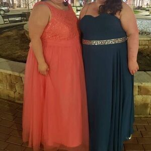 Coral pink prom dress size 26/28